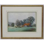 S K Gardner, early XX, Watercolour, Geese near a farm barn, Signed lower Left.