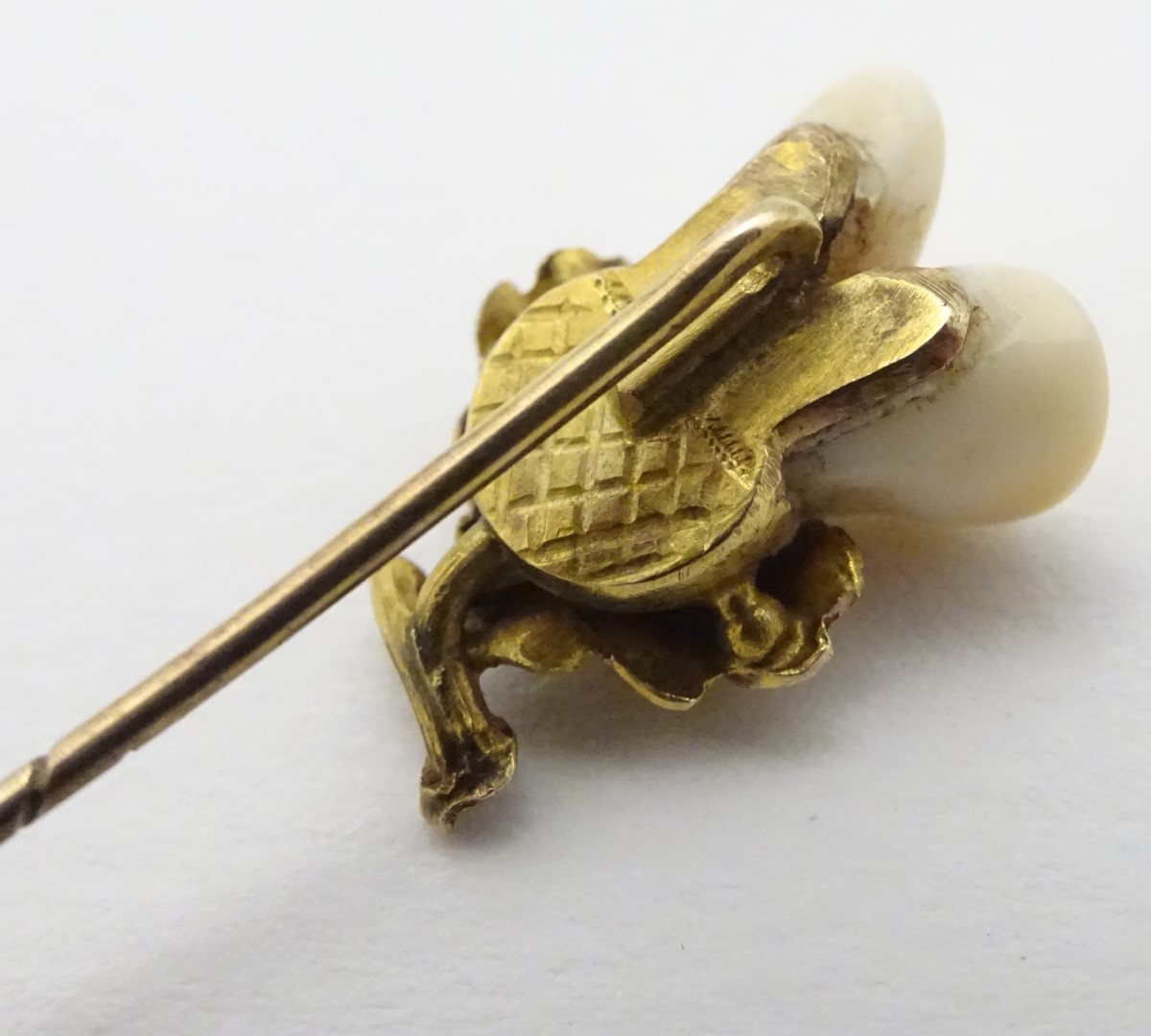 A Victorian Scottish stick pin surmounted by Scottish thistle set with deer's teeth. - Image 2 of 5