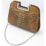A Vintage Retro 1960s / 70s crocodile skin handbag bears foreign labels within.