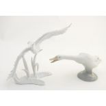 Two porcelain models of birds, comprising a Lladro swan, model no.