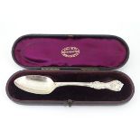 A cased Victorian silver spoon, hallmarked London 1851.