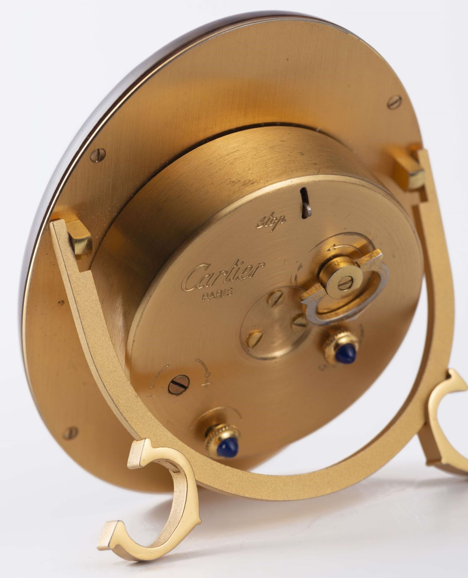 Cartier, Must de, 3 pendulettes réveil à boîtier de forme ovale en métal doré [...] - Bild 6 aus 8