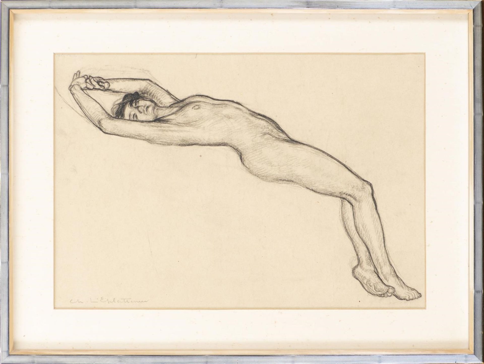 Charles L'Eplattenier (1874-1946),"Nu couché". Crayon gras sur papier, sbg. 23x33.5 [...] - Bild 2 aus 4