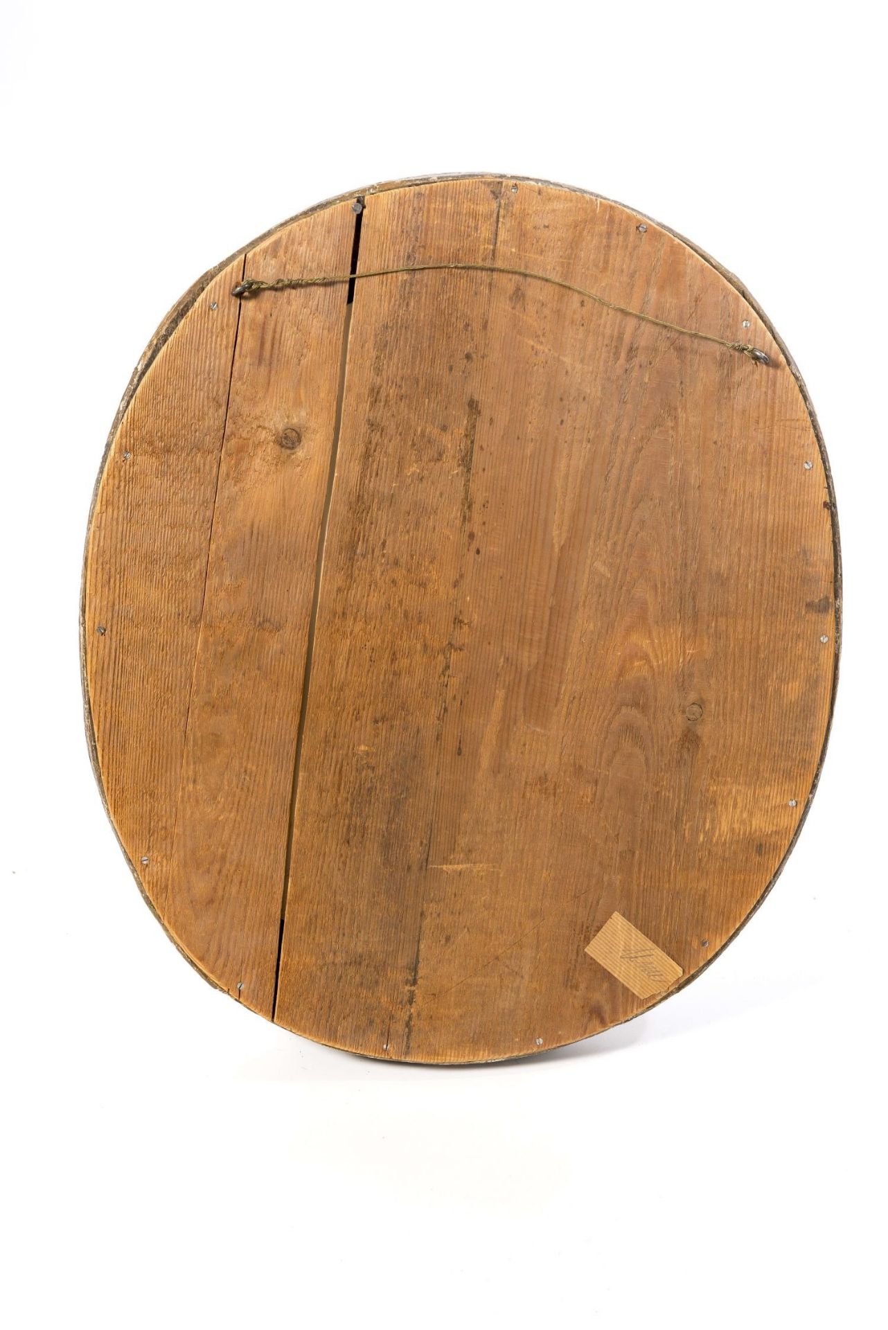 Miroir ovale ancien à cadre en bois sculpté doré. H. 52.5x45 cm. Condition: [...] - Bild 5 aus 5