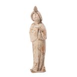 Figurine représentant une fat lady en terre cuite de style Tang H. 38.5x8.5x8.5 cm [...]
