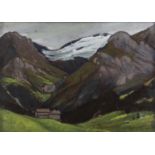 François Birbaum (1872-1947), "Paysage alpin avec neige" Pastel gras avec rehauts de [...]