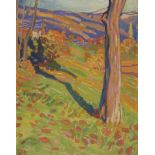 Edmond Bille (1878-1959), "Paysage de campagne" Huile sur carton, sbg 31x25 cm - - [...]