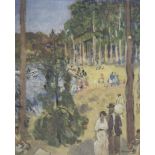 Georges Bousquet (1904-1976), "La promenade dans le parc" Huile sur toile, sbd 62x49 [...]