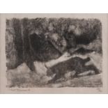 Robert Hainard (1906-1999), "Le lynx" Xylographie en noir signée intitulée et [...]