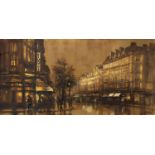 Sergio Cecchi (1921-1986), "Rue parisienne" Huile sur toile, sbd 185x89 cm [...]