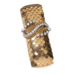 Bracelet milanais à écailles en or .750 avec fermoir en cordage tressé d'or [...]