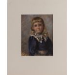 Louise Weibel (1865 - ?), "Petite fille" Pastel sur papier toilé émeri, smg 34.5x28 [...]