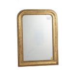 Miroir en bois et stuc doré à bordure arrondie de style Louis Philippe H. 82x60 cm [...]