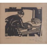Edmond Bille (1878-1959), "Maternité" Xylographie, titré bg, sbd "à Renée W. en [...]