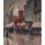 Bernard Lignon (né en 1928), "Moulin rouge" Huile sur toile, située Paris et datée [...]