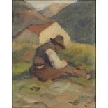 Italo Mus (1892-1967), "Paysan valdôtain" Huile sur panneau, sbd 30.5x22.8 cm En [...]