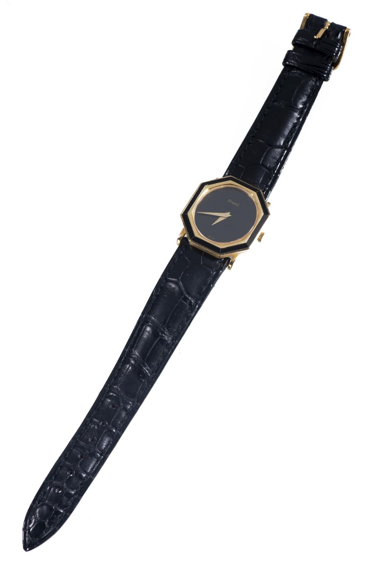 Piaget, montre bracelet à boîtier octogonal en or jaune .750 et barettes d'onyx, [...] - Bild 3 aus 6