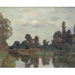 Emile Bressler (1886-1966), "Paysage avec étang". Huile sur toile, sbg. 63x80 cm. - [...]