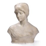 Dante Zoi (XIXe-XXe), Buste de femme Sculpture en marbre blanc, signature gravée en [...]