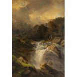 Alexandre Calame (1810-1864) école de,"Paysage de montagne avec chutes d'eau", entre [...]