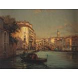 Antoine Bouvard (1870-1955/56), "Venise et le pont du Rialto" Huile sur toile, [...]