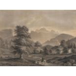 Jean-Antoine Constantin (1756-1844), "Paysage de montagne animé" Dessin au crayon [...]