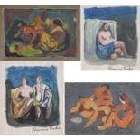 Fernand Dubuis (1908-1991), "Scène champêtre" Huile sur papier, tampon au dos [...]