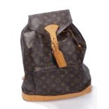 Louis Vuitton, sac à dos "Montsouris" en toile monogrammée brune et cuir naturel, [...]