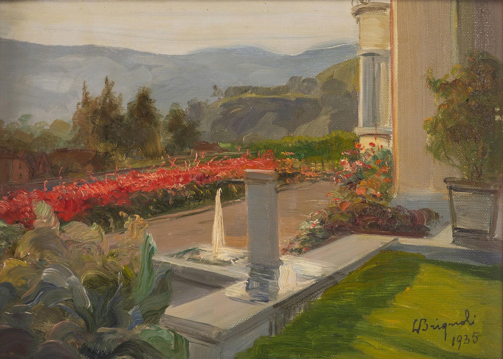 Luigi Brignoli (1881-1952), "La fontaine dans le jardin"