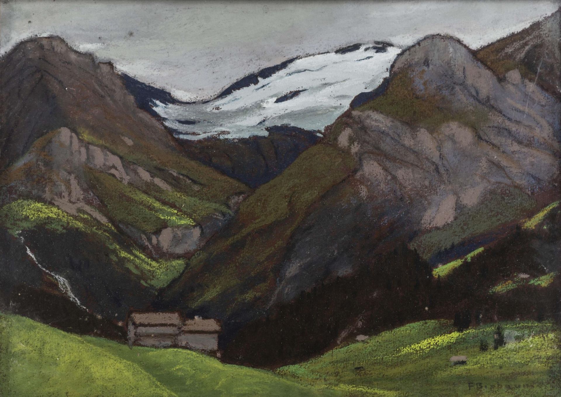 François Birbaum (1872-1947), "Paysage alpin avec neige"