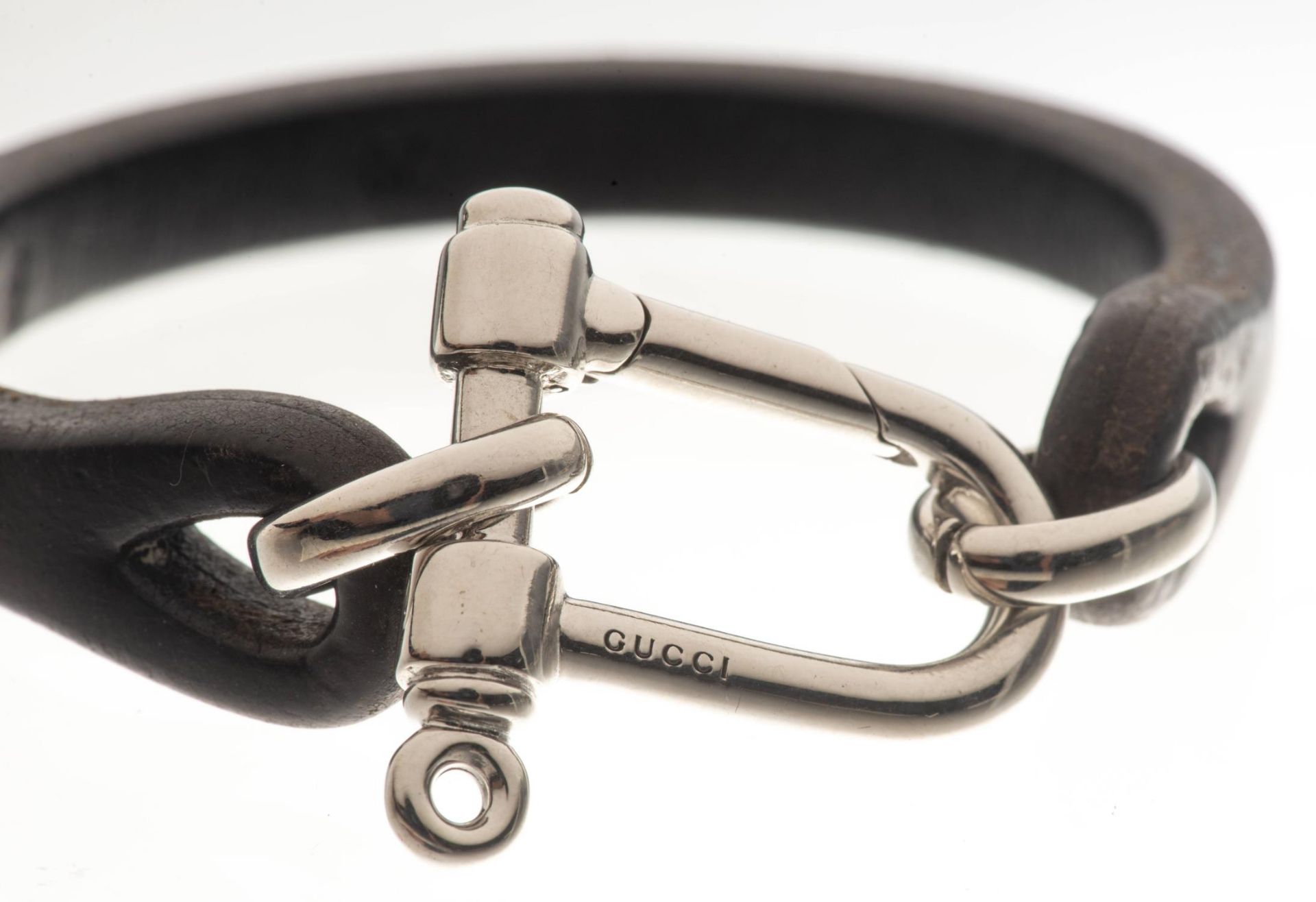 Gucci, bracelet en cuir noir en boucle en argent .925 - Bild 2 aus 4