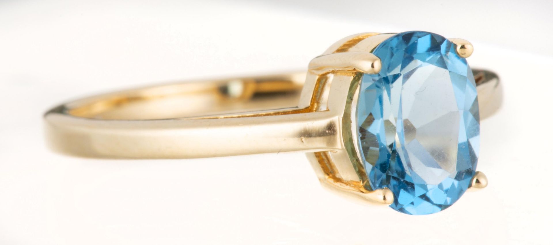 Bague en or jaune .750 avec une topaze bleue - Bild 2 aus 3