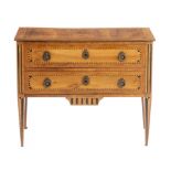 Commode bernoise marquetée de style Louis XVI à 2 tiroirs, XIXe