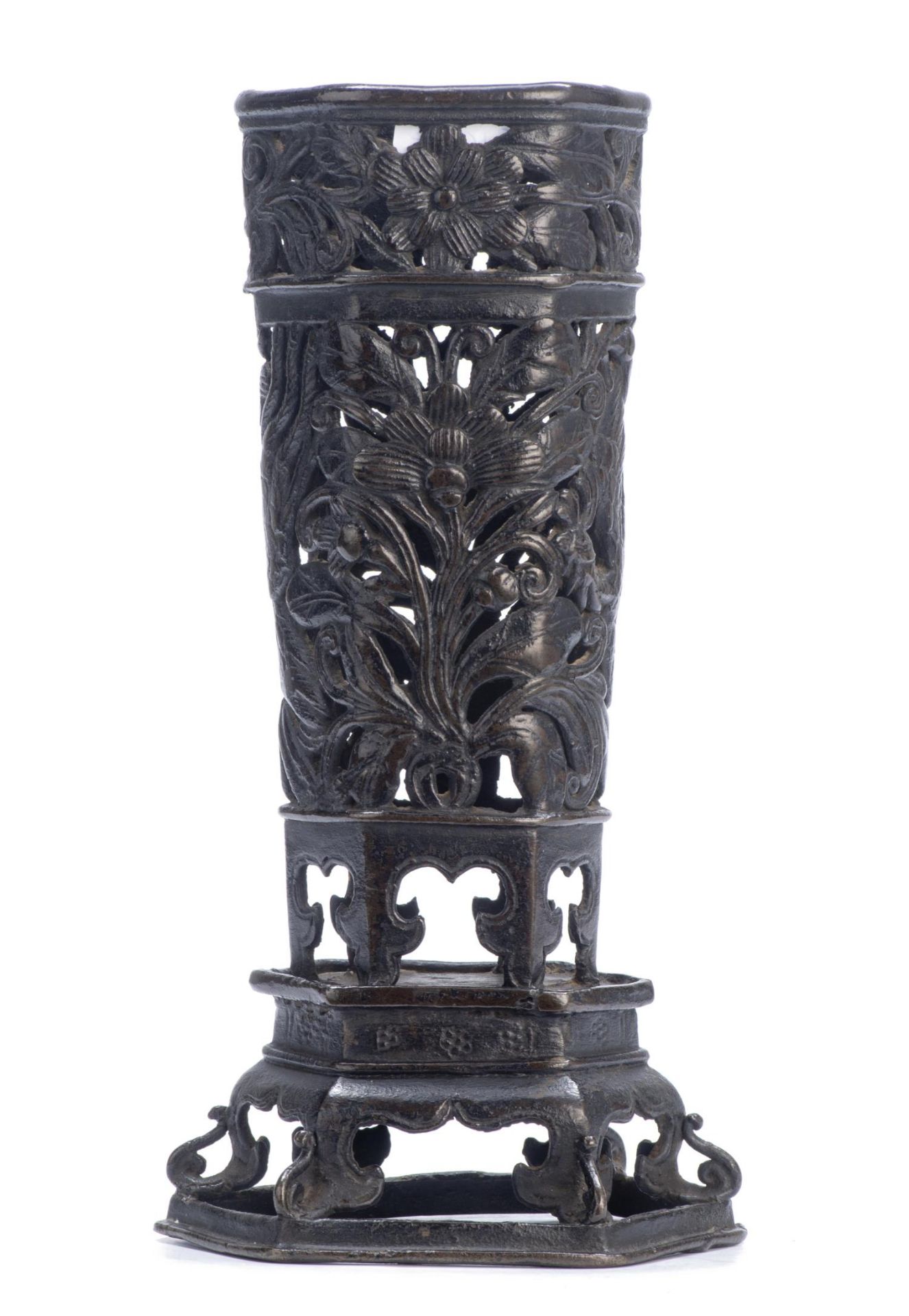Porte-baguette d'encens en bronze à patine noire de la dynastie Yuan 元時代