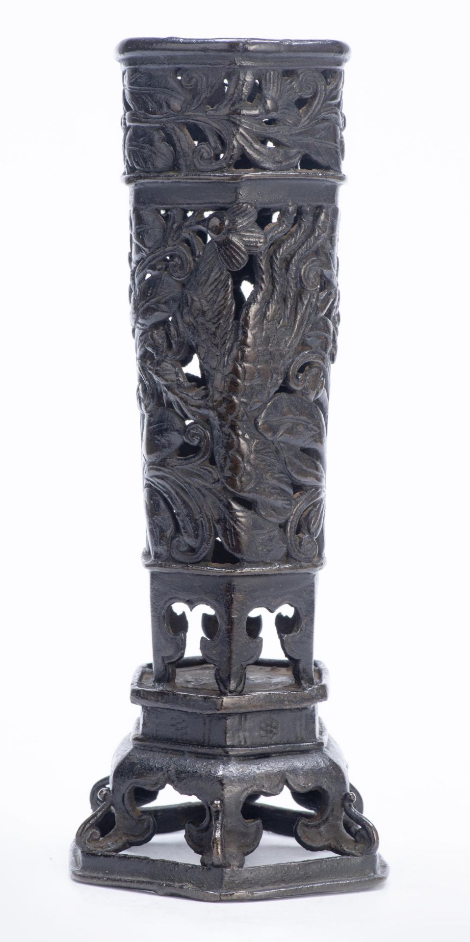 Porte-baguette d'encens en bronze à patine noire de la dynastie Yuan 元時代 - Bild 3 aus 7