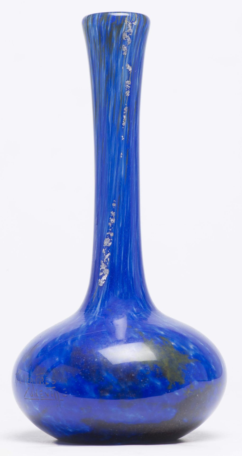 Müller Frères Lunéville, vase soliflore en pâte de verre marmoréen bleu - Bild 3 aus 5