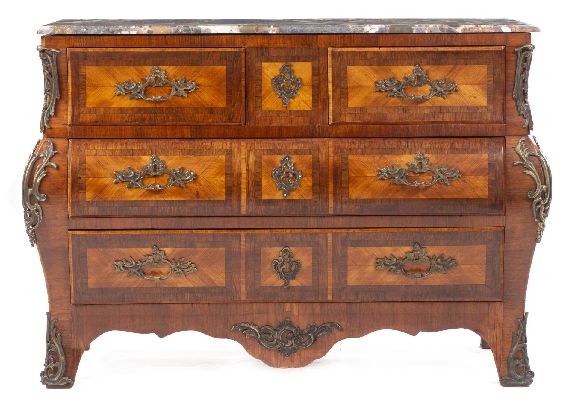 Commode tombeau de style Louis XIV-Régence à 4 tiroirs