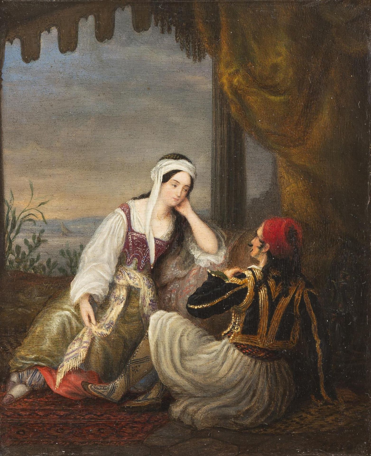 Jean Chrétien Valois (1809-1894), "Scène galante dans une alcôve"