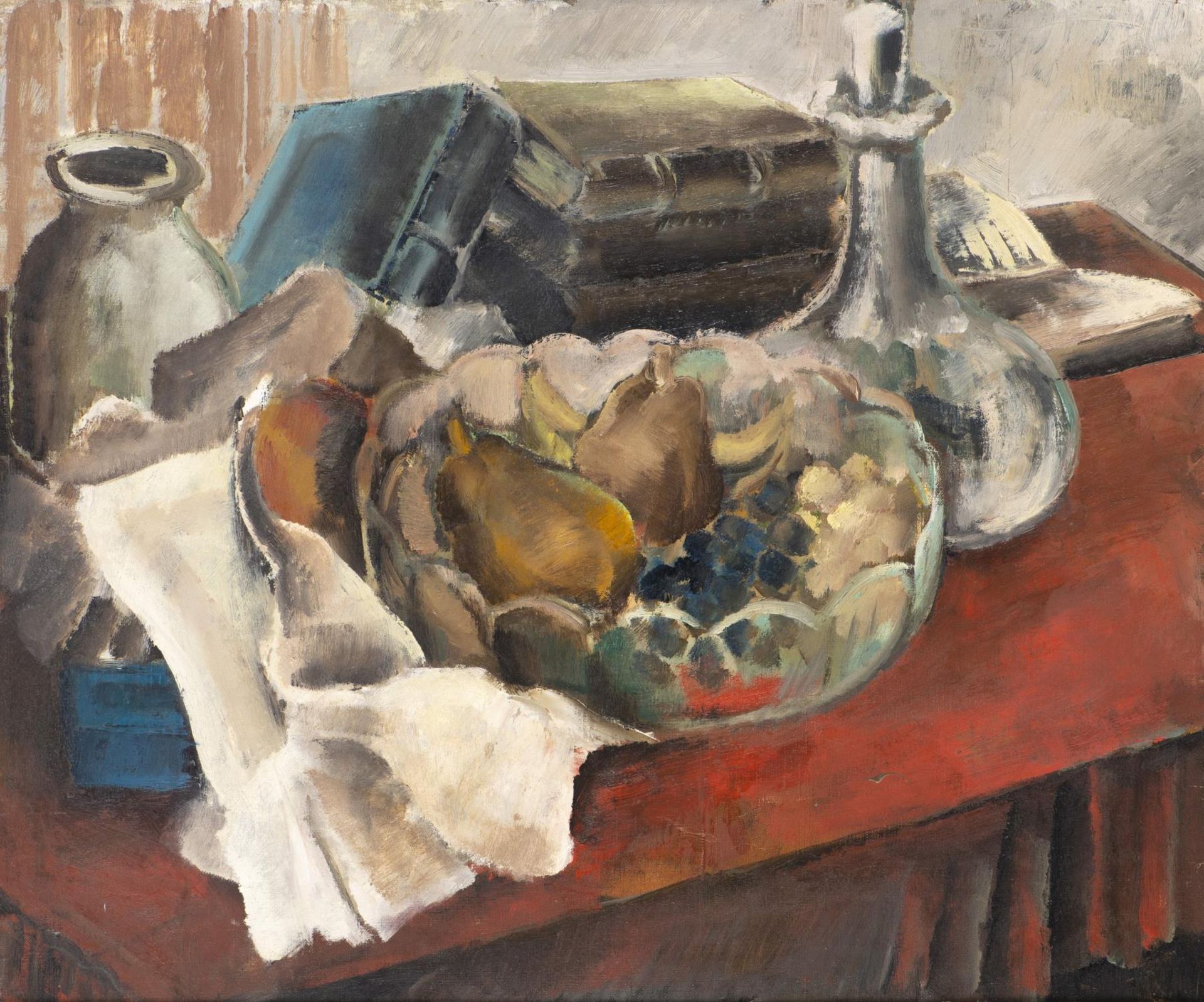 Rodolphe-Théophile Bosshard (1889-1960), "Nature morte avec nappe rouge", vers 1916.