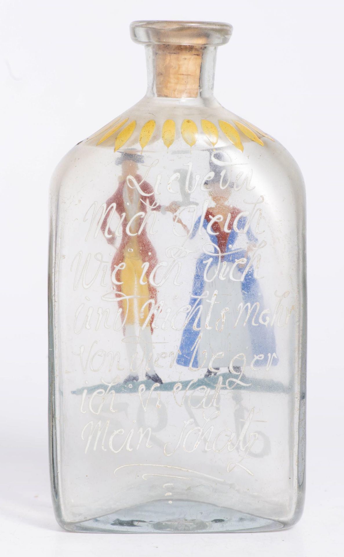 Bouteille en verre Flühli (FLÜELI GLASFLASCHEN) à décor peint de 2 personnages - Bild 3 aus 5