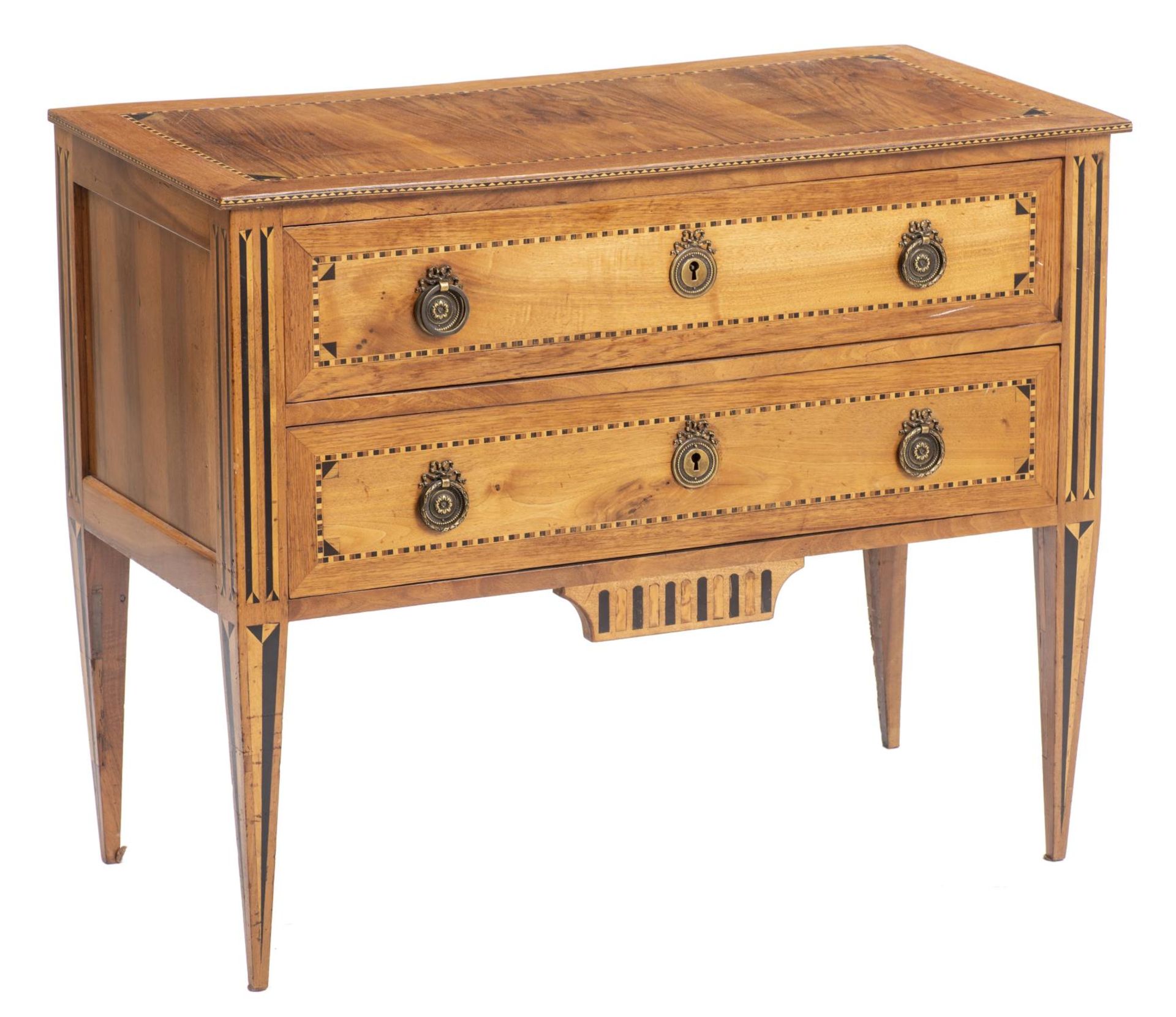 Commode bernoise marquetée de style Louis XVI à 2 tiroirs, XIXe - Bild 2 aus 6