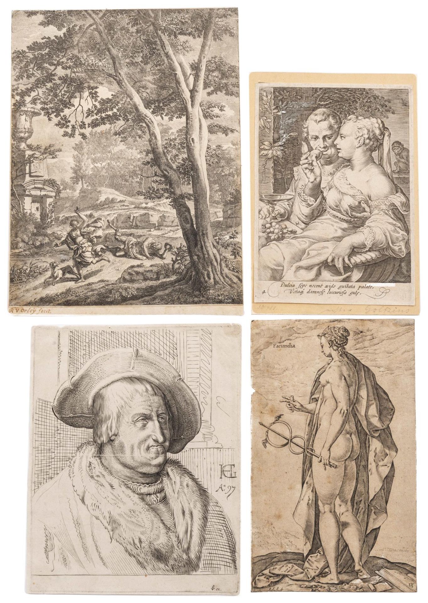 Ensemble de 4 gravures XVIIe-XVIIIe