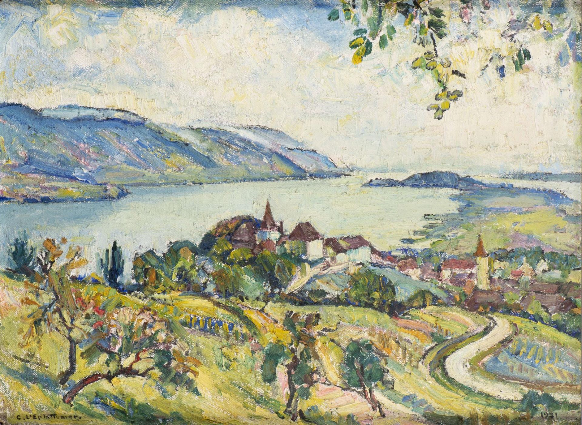 Charles L'Eplattenier (1874-1946), "Cerlier - Lac de Bienne"