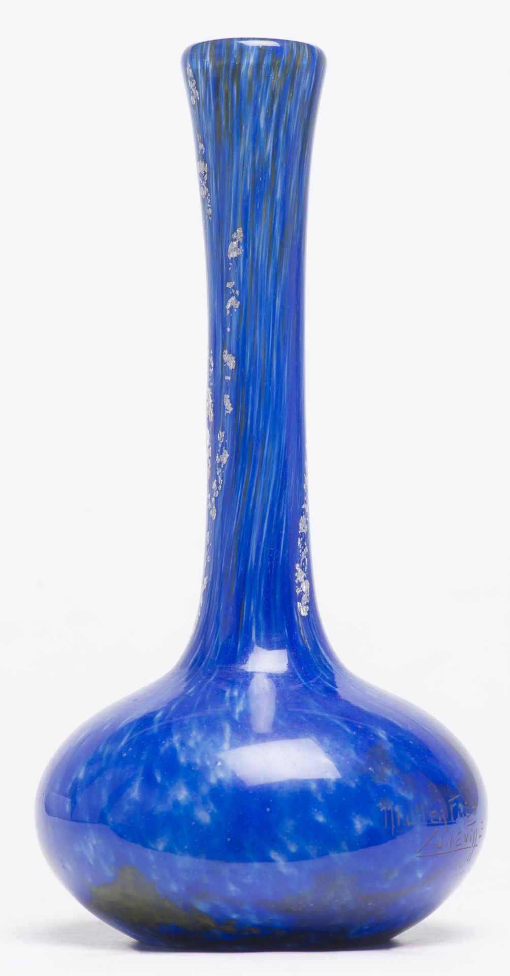 Müller Frères Lunéville, vase soliflore en pâte de verre marmoréen bleu - Bild 4 aus 5