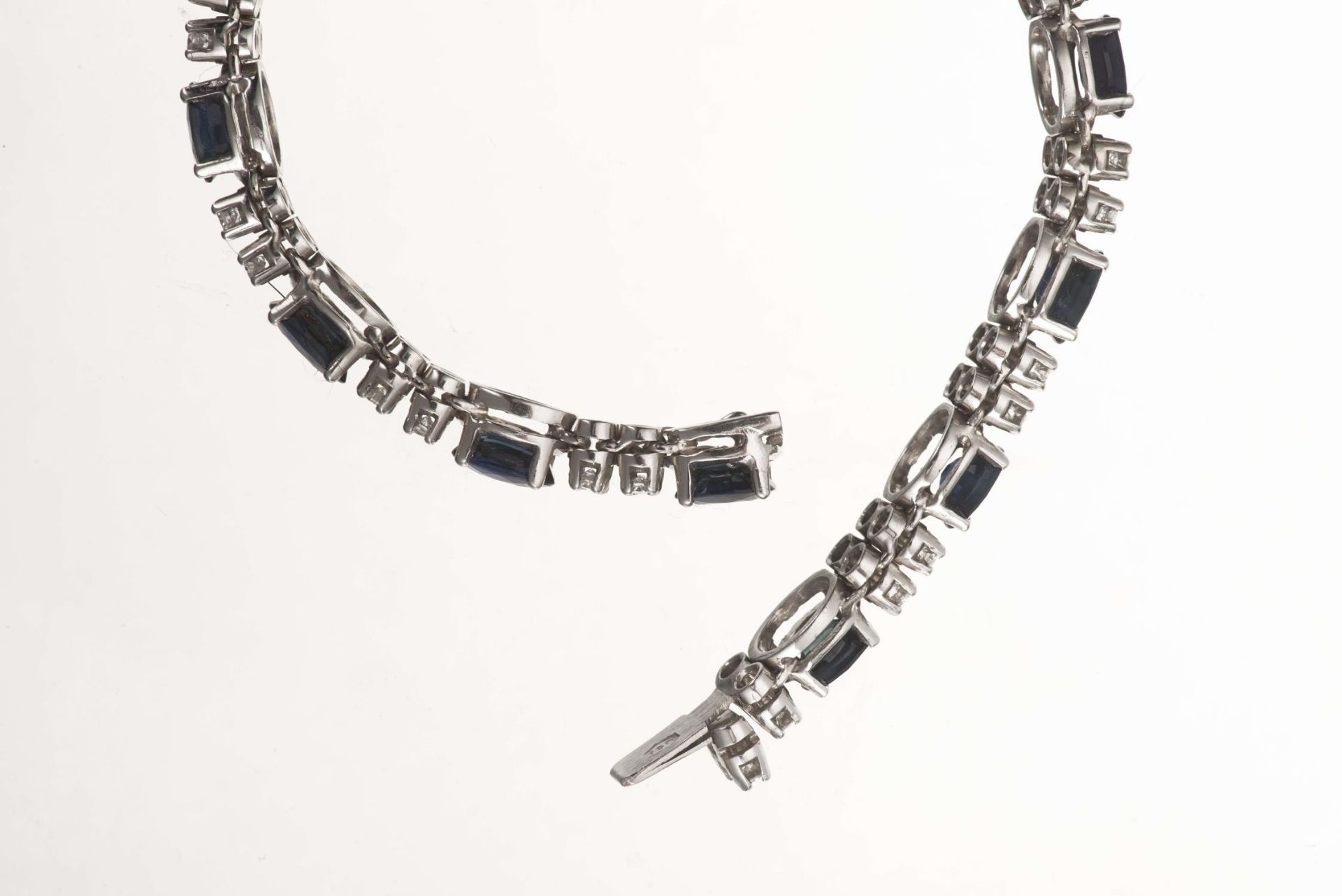 Bracelet en or gris .750, saphirs env. 6,50 cts, diamants env. 2,04 cts - Bild 5 aus 6