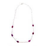 Collier en argent .925 et perles en rubis