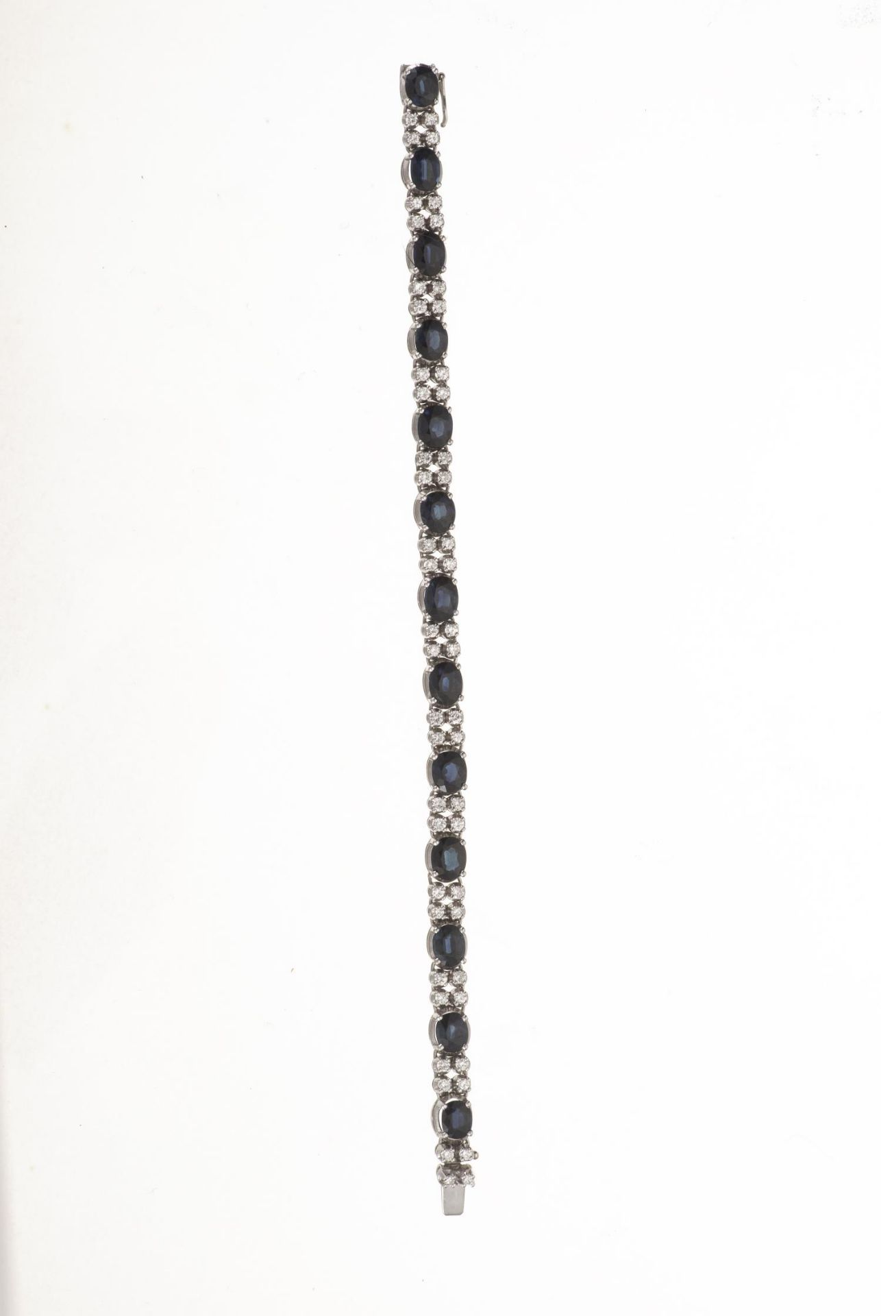 Bracelet en or gris .750, saphirs env. 6,50 cts, diamants env. 2,04 cts - Bild 2 aus 6