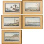 Cinq aquarelles sur papier, vues de Constantinople - - Anonyme, "Vue de la Baie de [...]