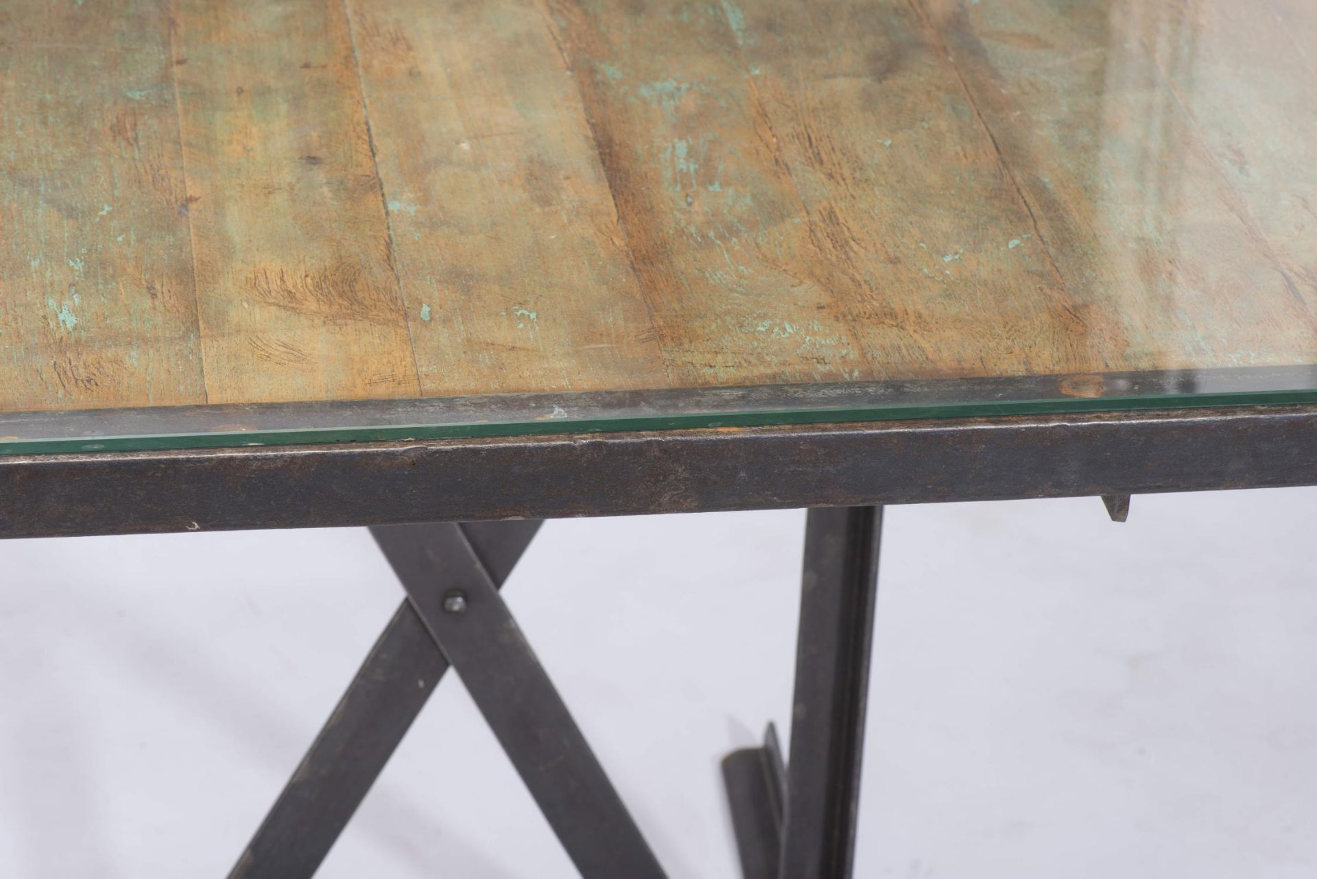 Table de style industriel - Table de style industriel, piètement en métal noir, [...] - Bild 2 aus 6