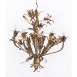 Lustre à 5 feux en fer forgé formant un large bouquet de fleurs - Lustre à 5 feux [...]